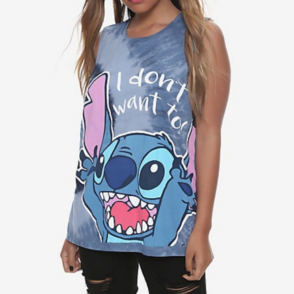 NWT Disney Lilo & Stitch Blue Tie Dye Muscle Tank